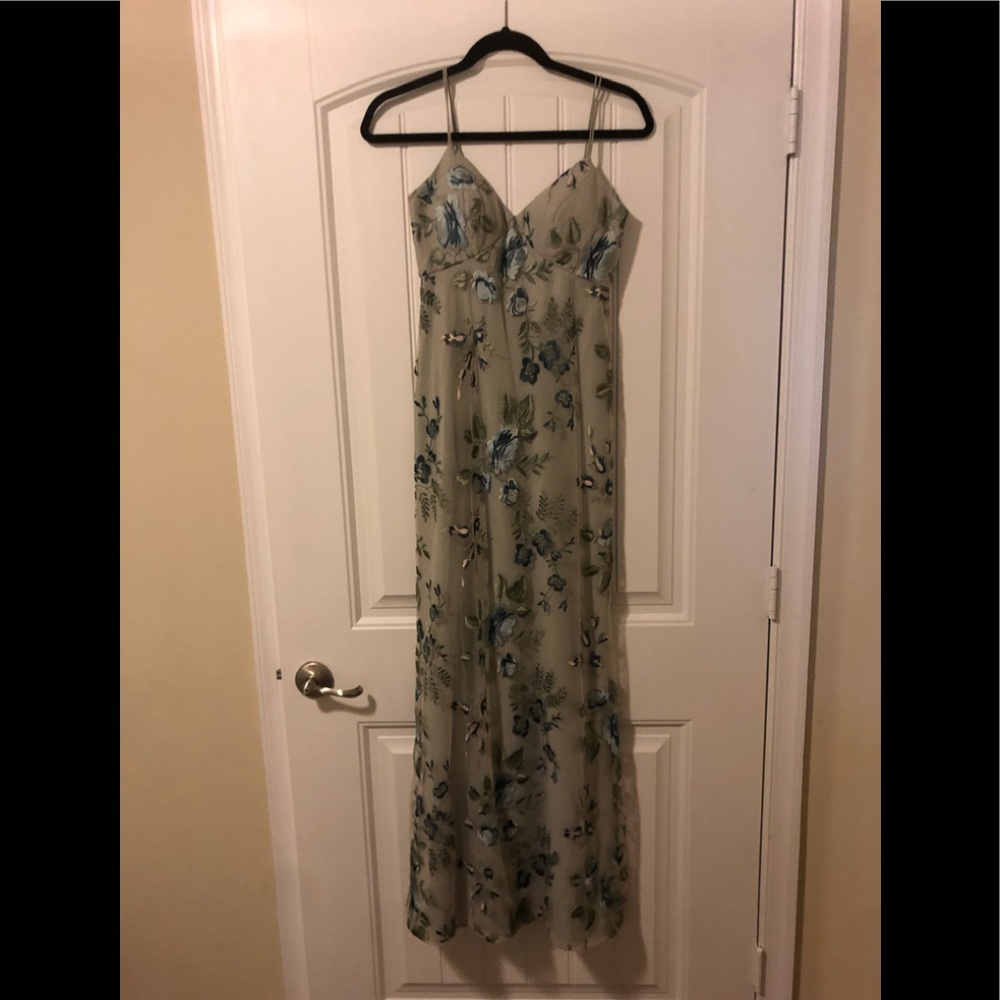 Jenny Yoo embroidered floral blue bridesmaid dress